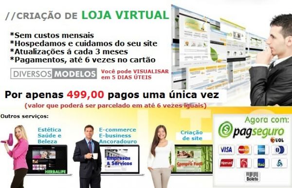 Faça sua LOJA VIRTUAL- até 06 vezes no cartão!